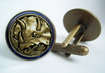 "Power Ranger Blue Triceratops Coin" Cufflinks