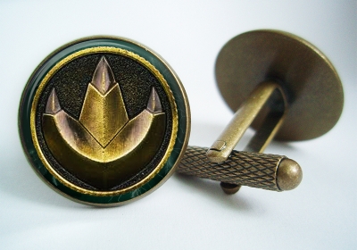 "Power Ranger Green Dragonzord Coin" Cufflinks