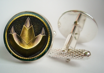 "Power Ranger Green Dragonzord Coin" Cufflinks