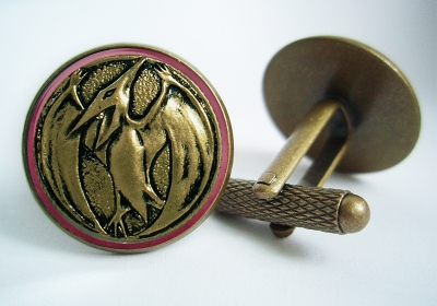 "Power Ranger Pink Pterodactyl Coin" Cufflinks