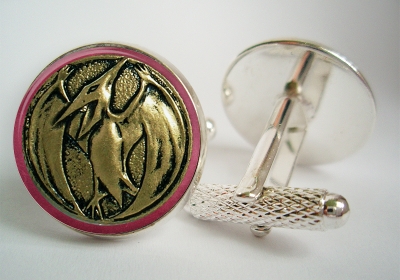 "Power Ranger Pink Pterodactyl Coin" Cufflinks