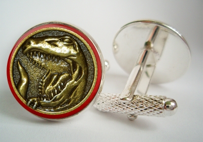 "Power Ranger Red T-Rex Coin" Cufflinks