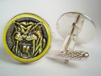 "Power Ranger Yellow Saber-Toothed Tiger Coin" Cufflinks